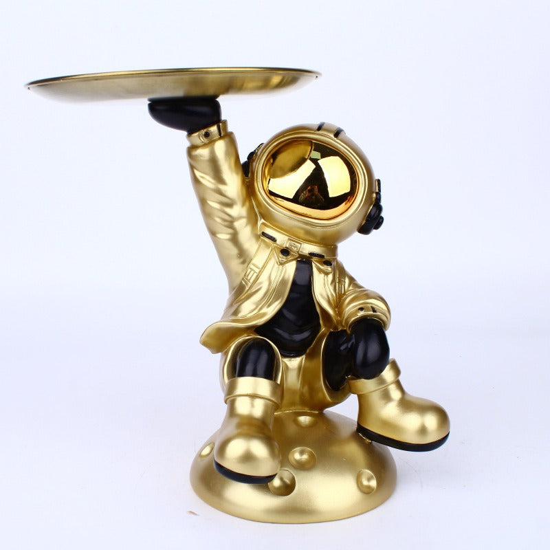 Astronaut Decor Sculpture With Functional Display Tray