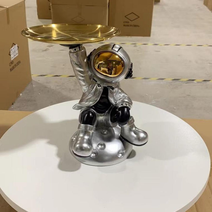 Astronaut Decor Sculpture With Functional Display Tray