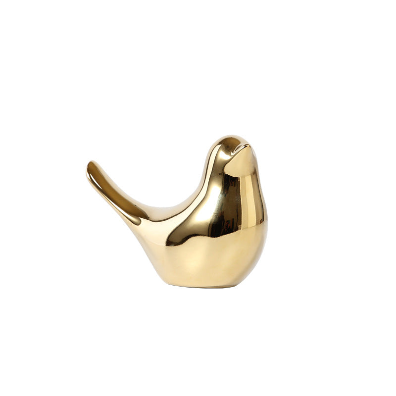 Golden Ceramic Bird Sculpture for Elegant Nordic Decor