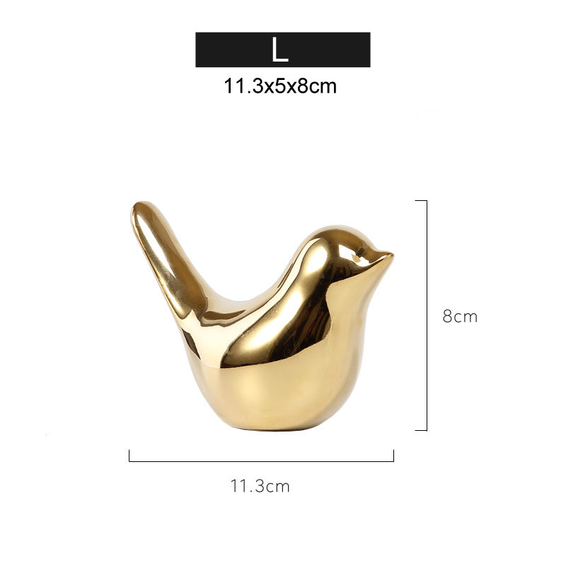 Golden Ceramic Bird Sculpture for Elegant Nordic Decor