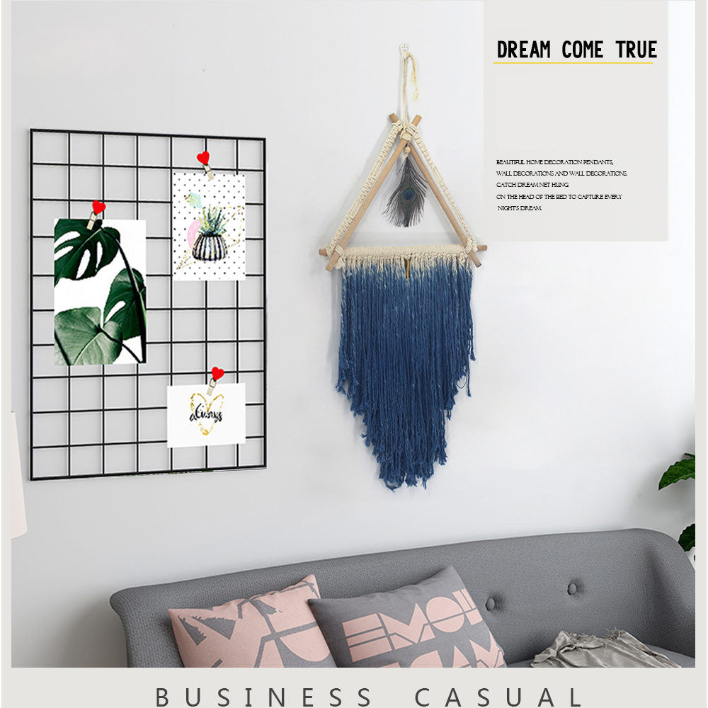 Bohemian Wall Hanging – Textured Peacock Feather Accent