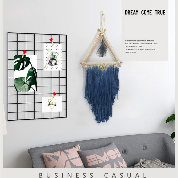 Bohemian Wall Hanging – Textured Peacock Feather Accent