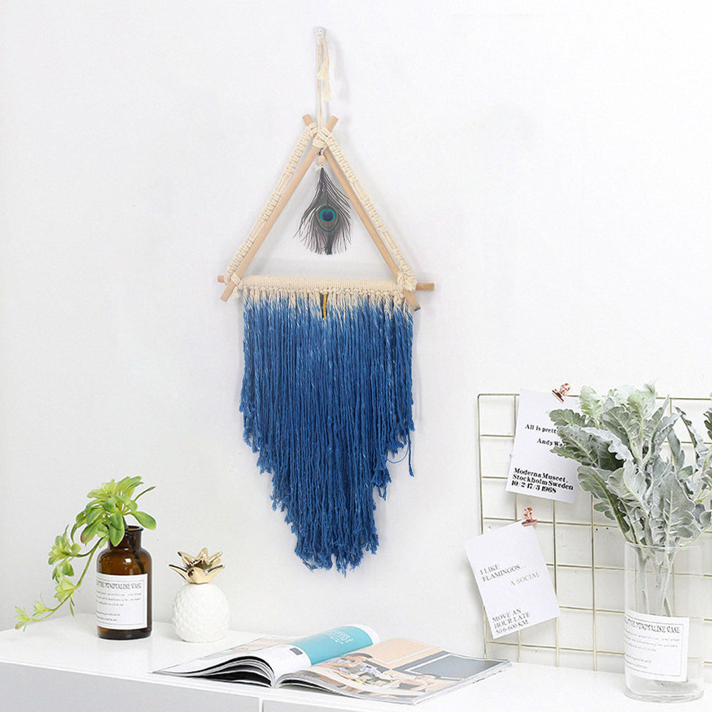 Bohemian Wall Hanging – Textured Peacock Feather Accent