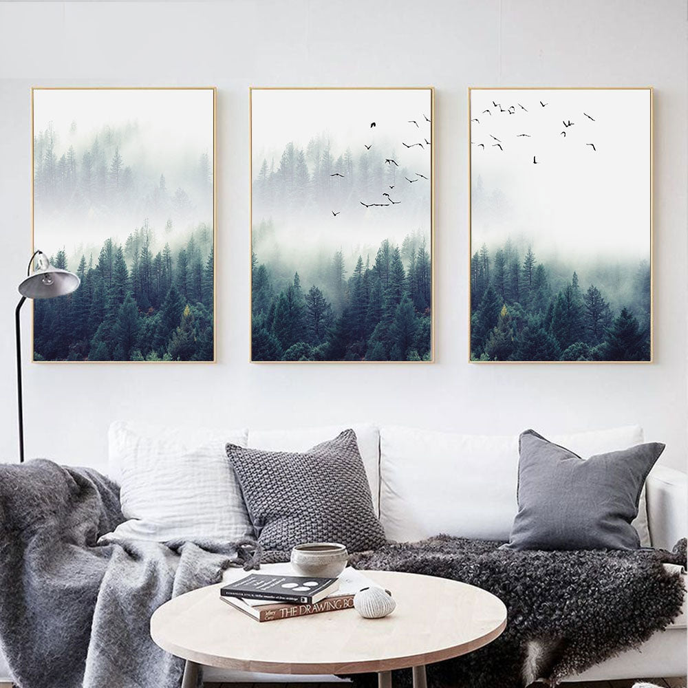 Nordic Forest Canvas Wall Art for Serene Interiors