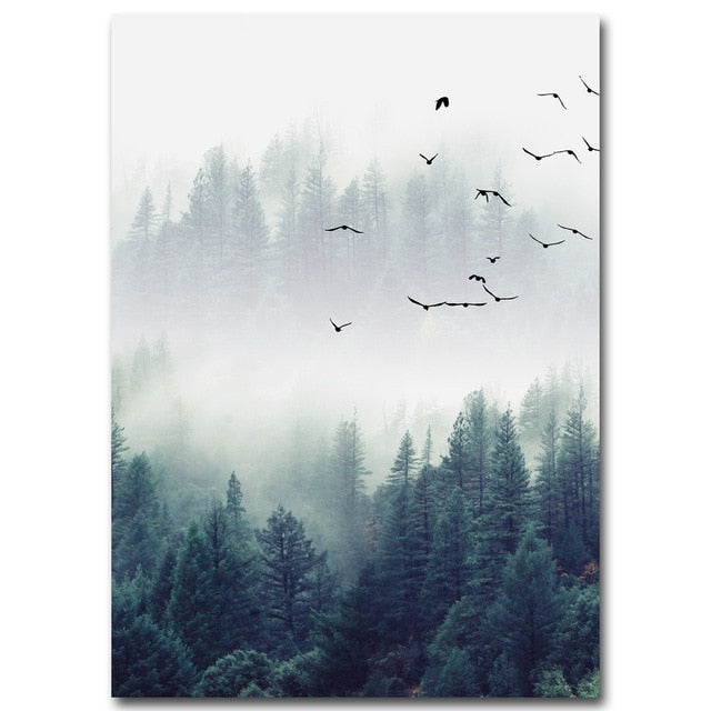 Nordic Forest Canvas Wall Art for Serene Interiors