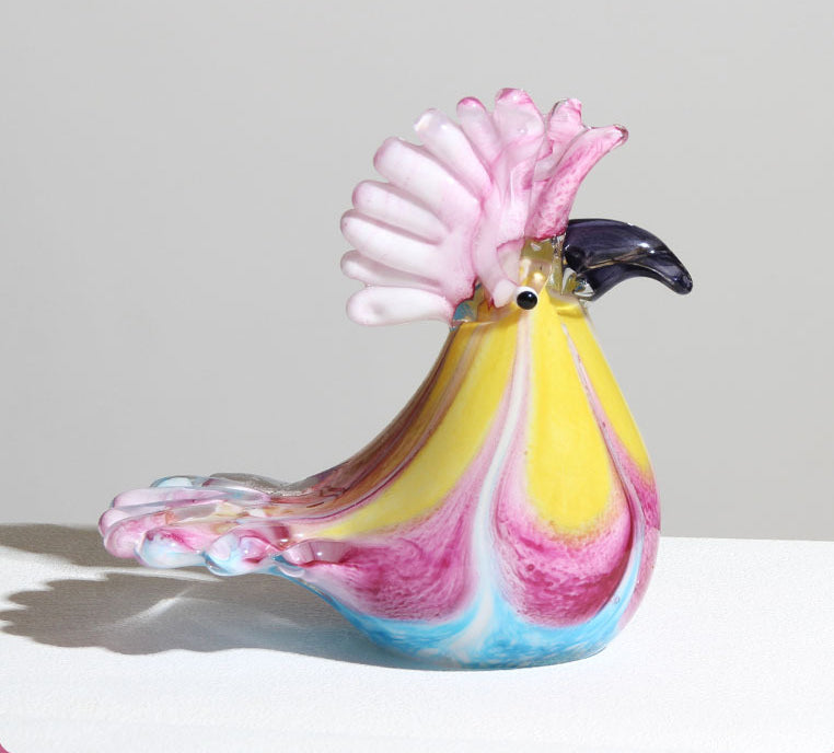Hand-Blown Glass Bird Figurine for Colorful Displays