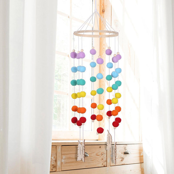 Rainbow Felt Ball Wall Hanging for Cheerful Kids' Rooms