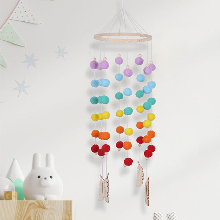 Rainbow Felt Ball Wall Hanging for Cheerful Kids' Rooms