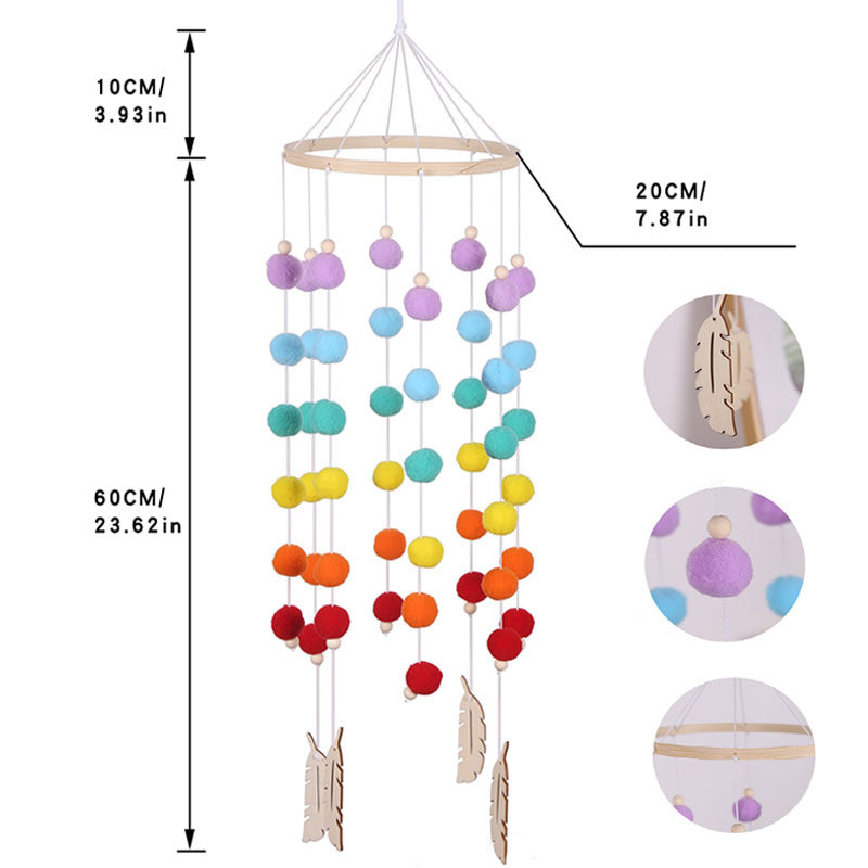 Rainbow Felt Ball Wall Hanging for Cheerful Kids' Rooms