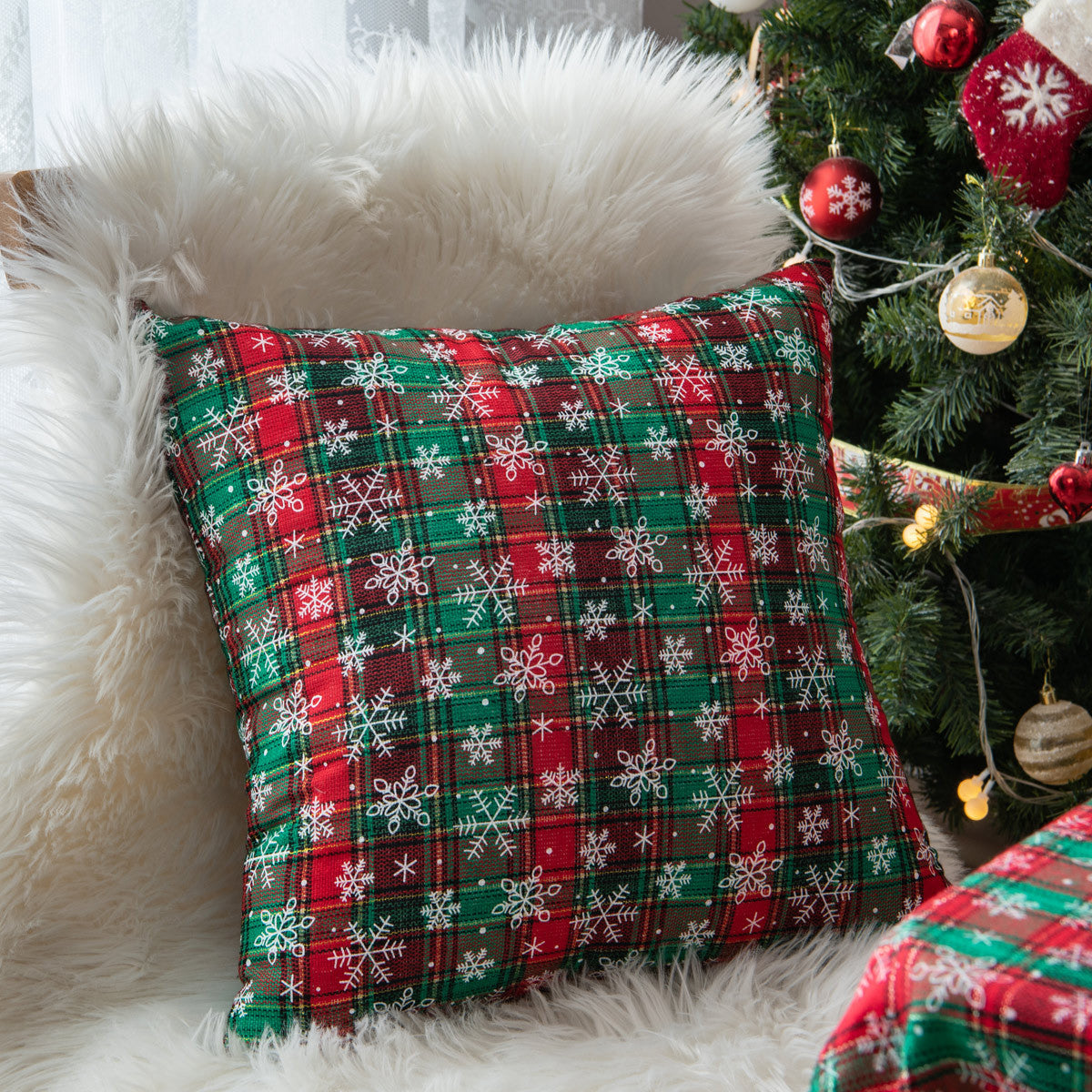 Christmas Plaid Pillow Covers for Cozy Nordic Sofa Decor