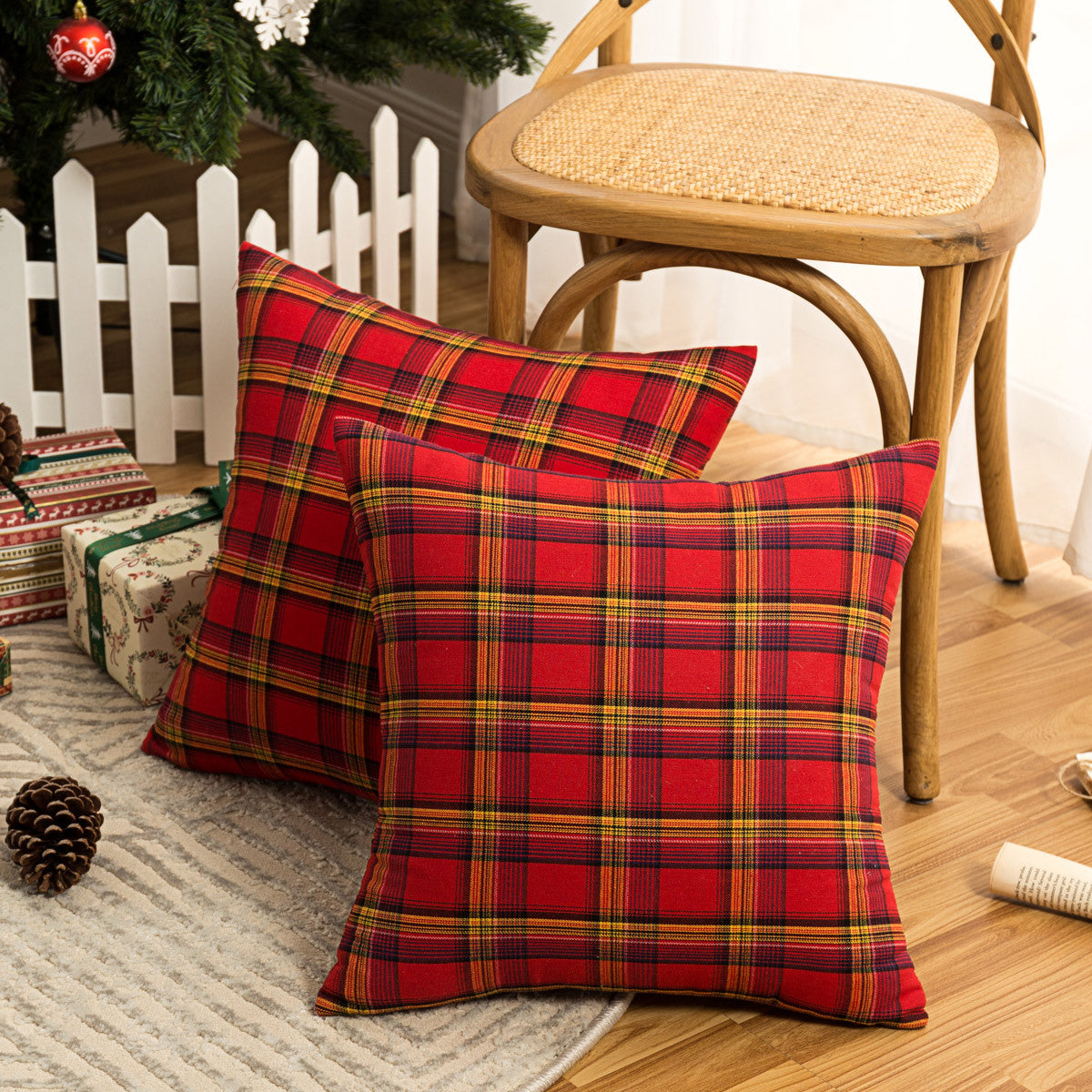 Christmas Plaid Pillow Covers for Cozy Nordic Sofa Decor