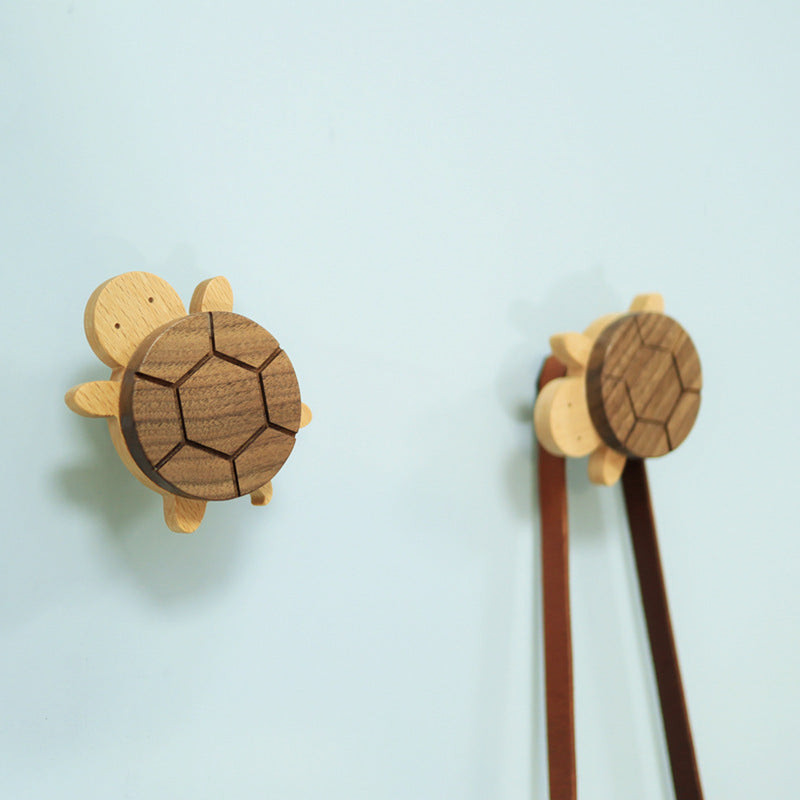 Wood Turtle Wall Hook for Charming Kids' Room Storage