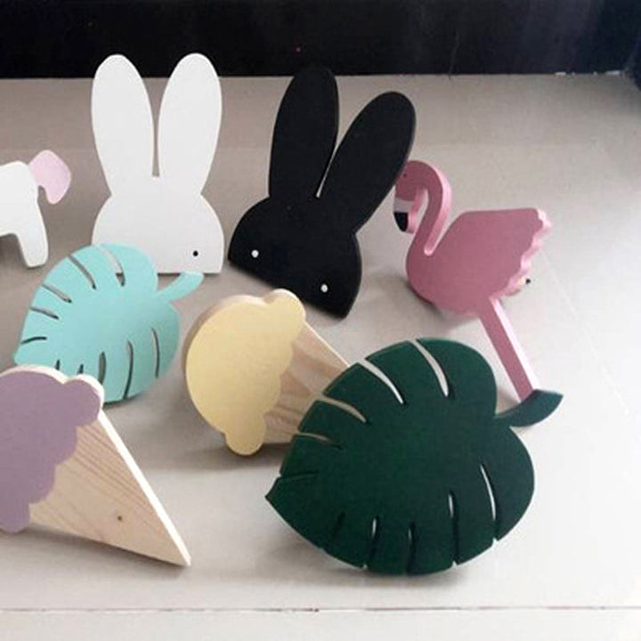 Nordic Wooden Kids’ Wall Hooks for Cheerful Storage