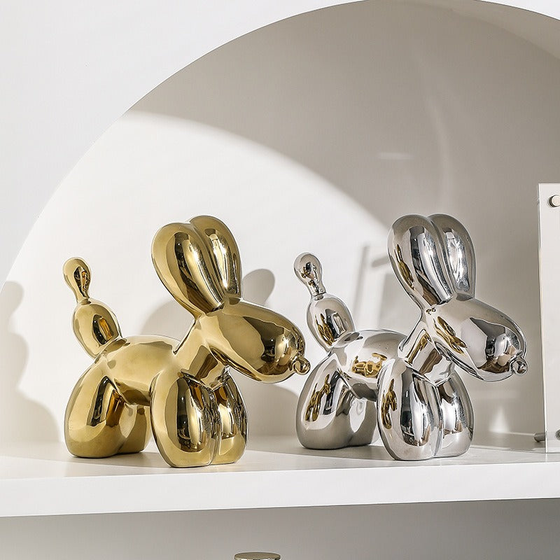 Metallic Balloon Dog Sculpture for Playful Luxury Decor