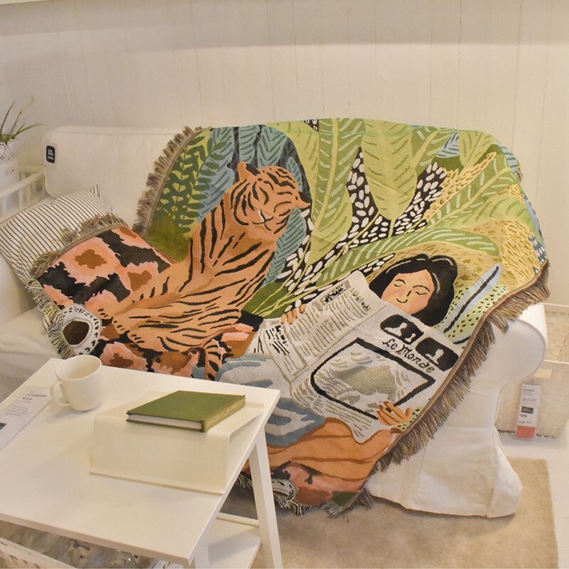 Bohemian Tiger Throw Blanket | Art-Inspired Sofa Cover