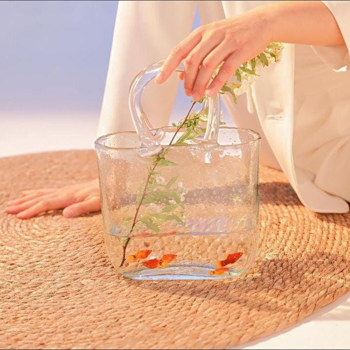 Glass Vase with Sculptural Handles for Nordic Decor