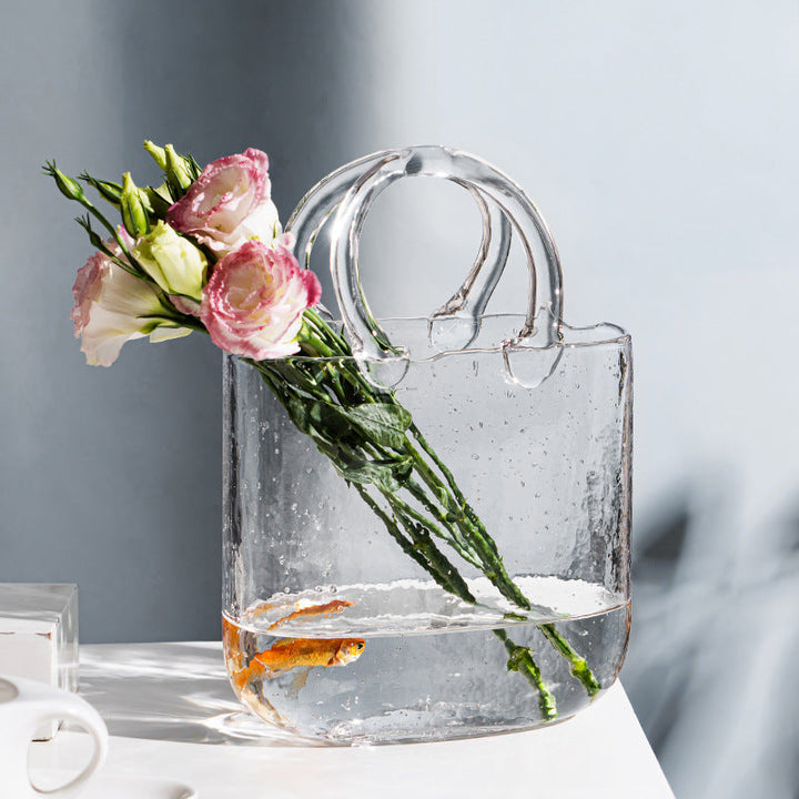 Glass Vase with Sculptural Handles for Nordic Decor