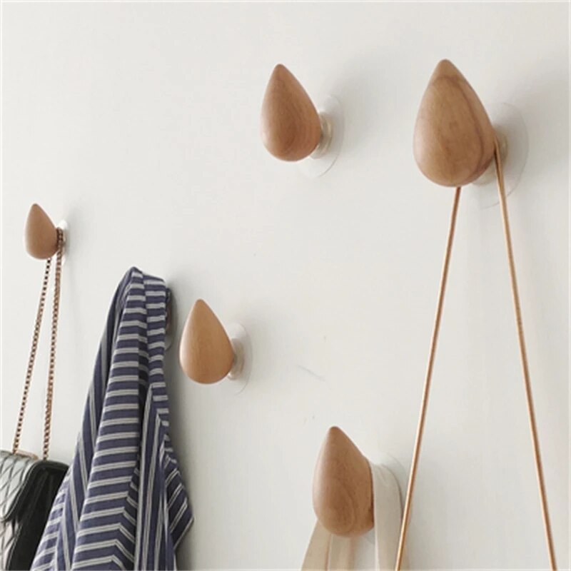 Wood Wall Hooks for Coats | Nordic Space-Saving Storage
