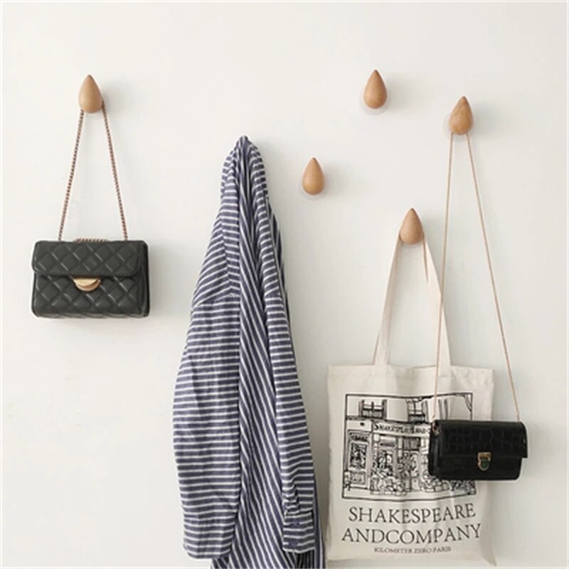 Wood Wall Hooks for Coats | Nordic Space-Saving Storage