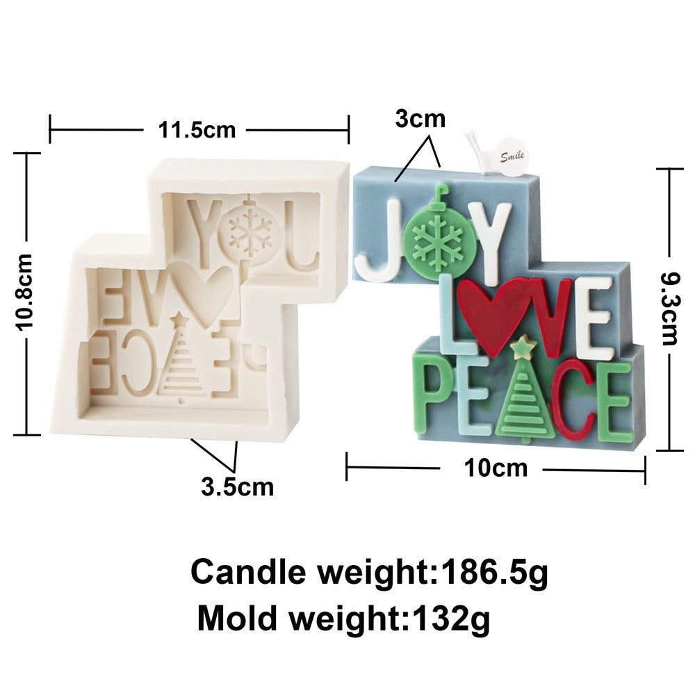 Nordic Christmas Candle Mold for Joy Love Peace Decor