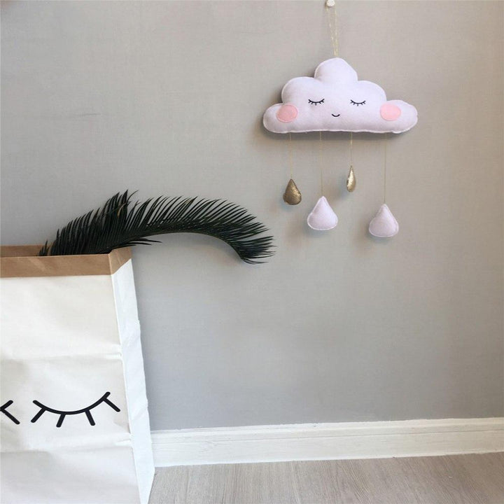 Felt Cloud Wall Hanging Nursery Decor With Raindrops