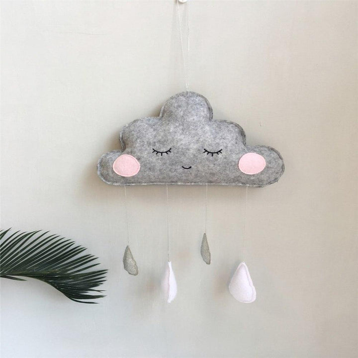 Felt Cloud Wall Hanging Nursery Decor With Raindrops