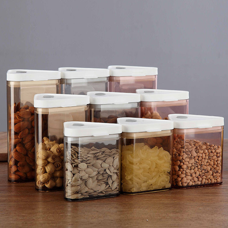 Sealed Triangular Plastic Storage Jars for Dry Food