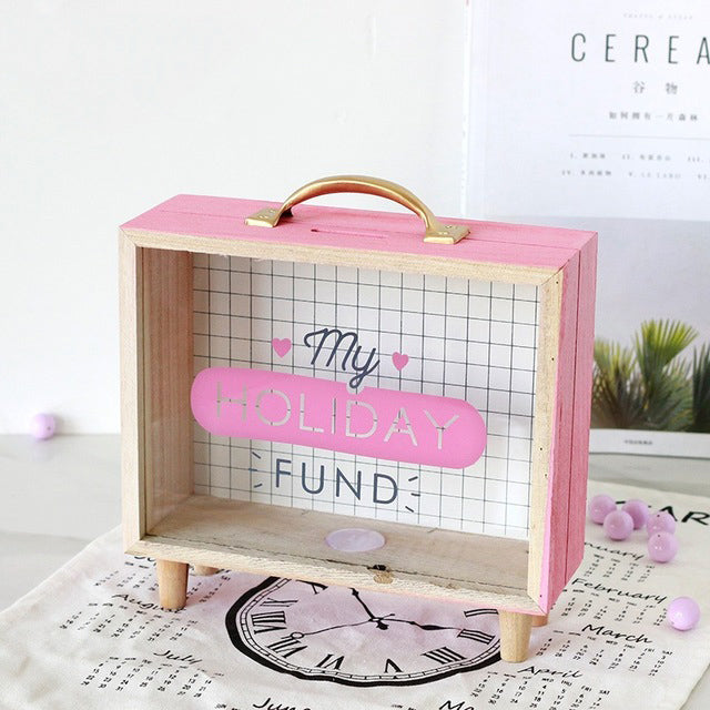 Nordic Wooden Piggy Bank for Kids' Savings and Decor