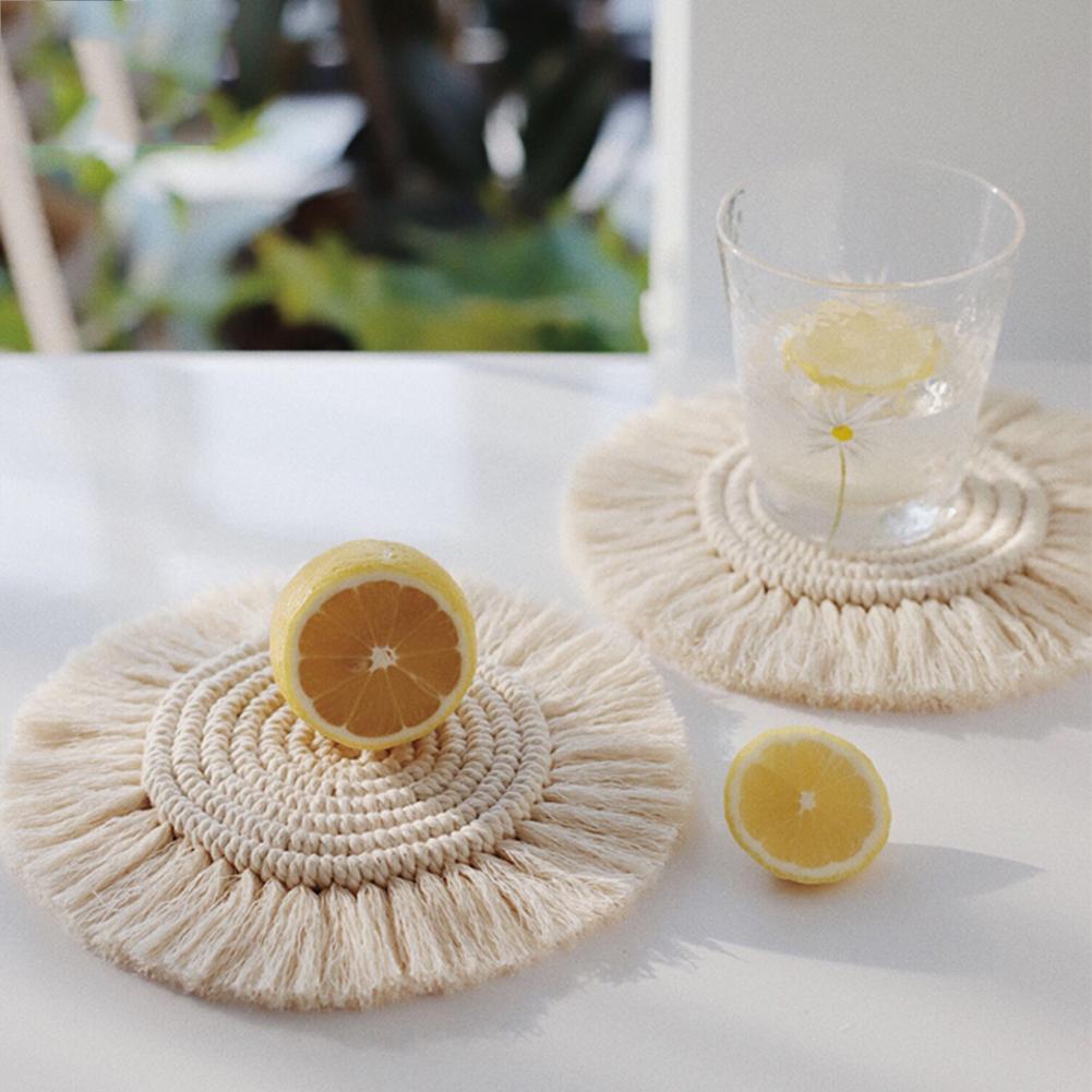 Handmade Macrame Cotton Coaster Mat for Boho Tables
