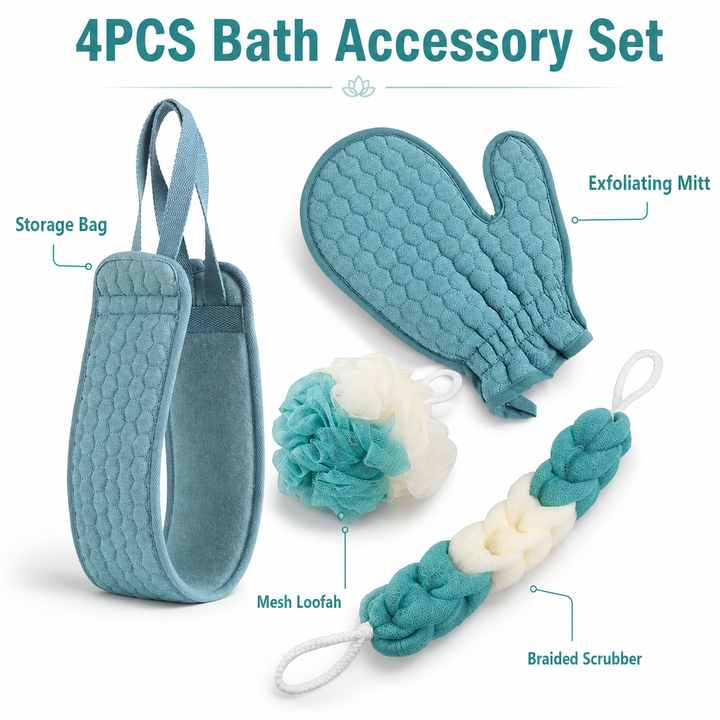 5-Piece Exfoliating Bath Set | Spa Shower Accessories