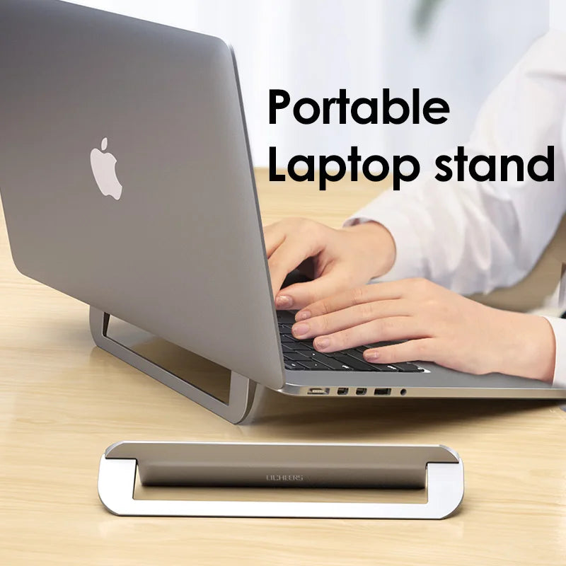 Foldable Aluminum Laptop Stand: 8° Tilt, Portable Design