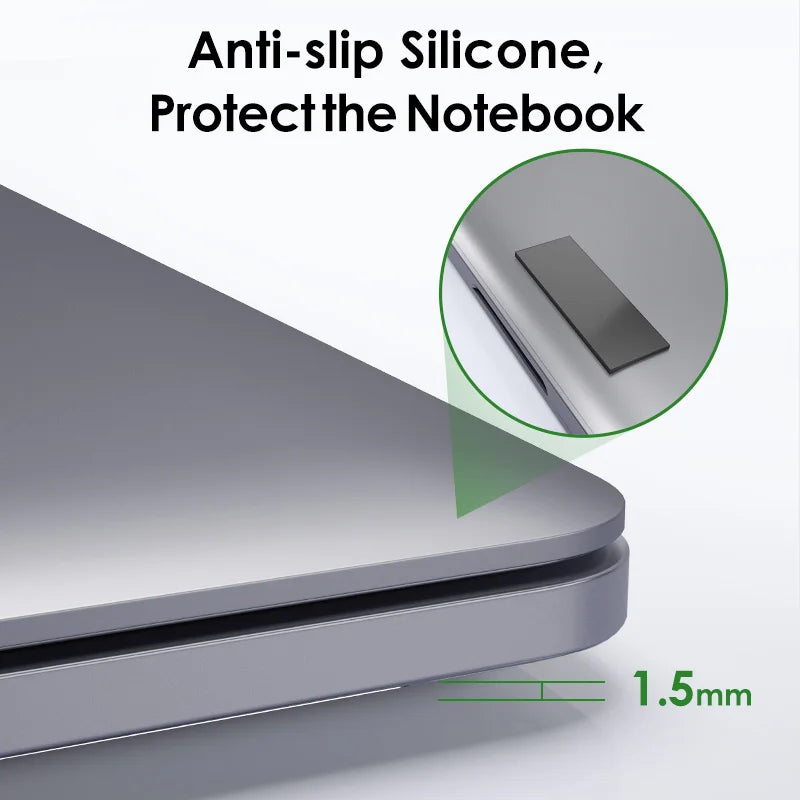 Foldable Aluminum Laptop Stand: 8° Tilt, Portable Design