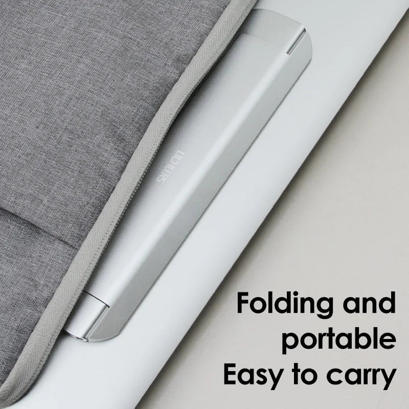 Foldable Aluminum Laptop Stand: 8° Tilt, Portable Design