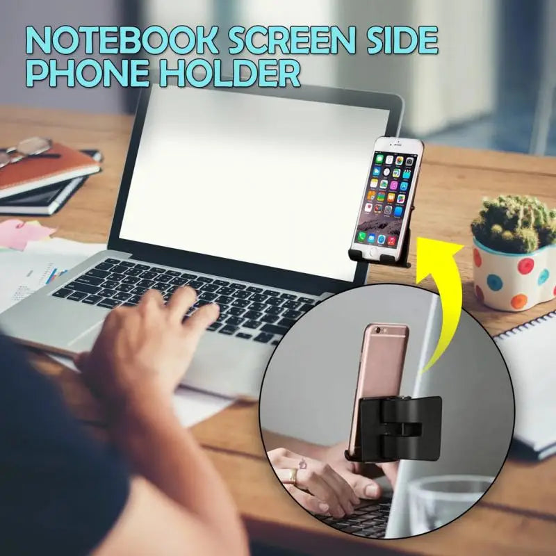 Laptop Screen Phone Holder Clip-On Phone Stand