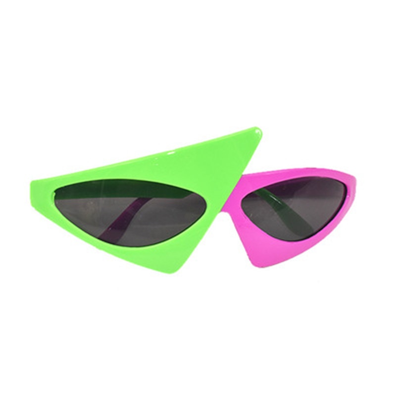 Novelty Green Pink Asymmetric Statement Sunglasses