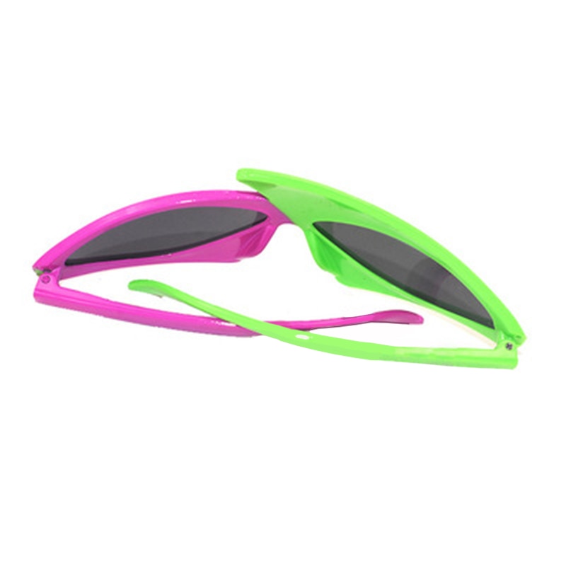 Novelty Green Pink Asymmetric Statement Sunglasses
