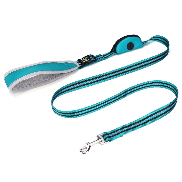 Padded Dog Leash With Built-In Poop Bag Holder & Handle