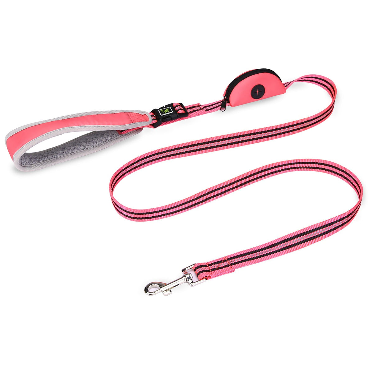 Padded Dog Leash With Built-In Poop Bag Holder & Handle