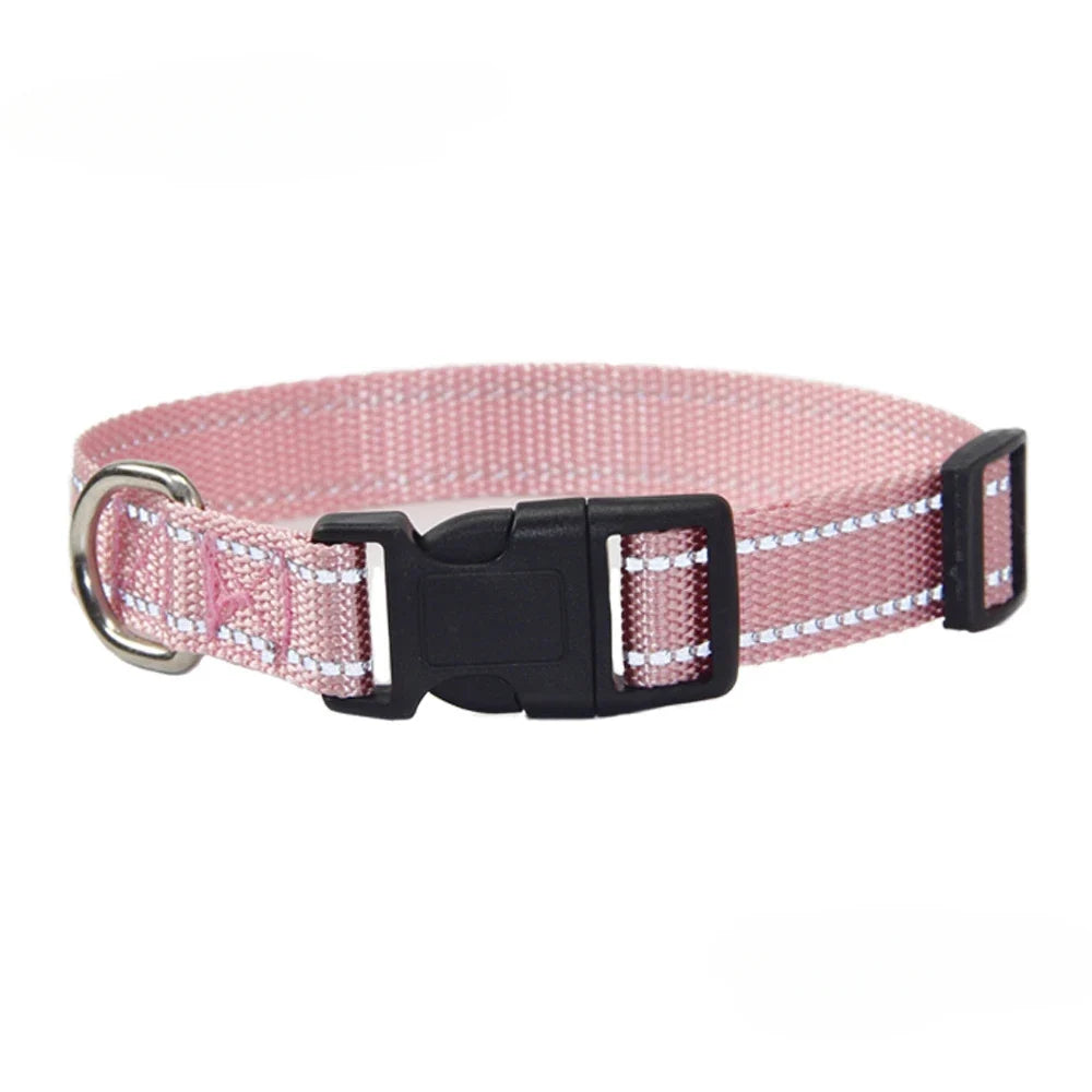 Reflective Nylon Dog Collar and Leash Set for Walks