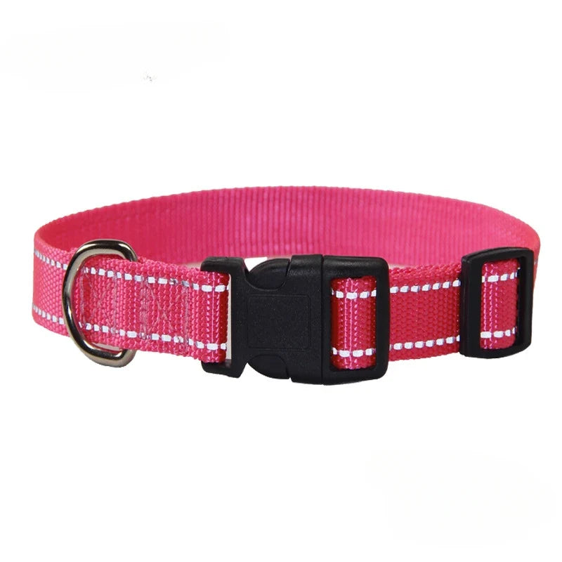 Reflective Nylon Dog Collar and Leash Set for Walks