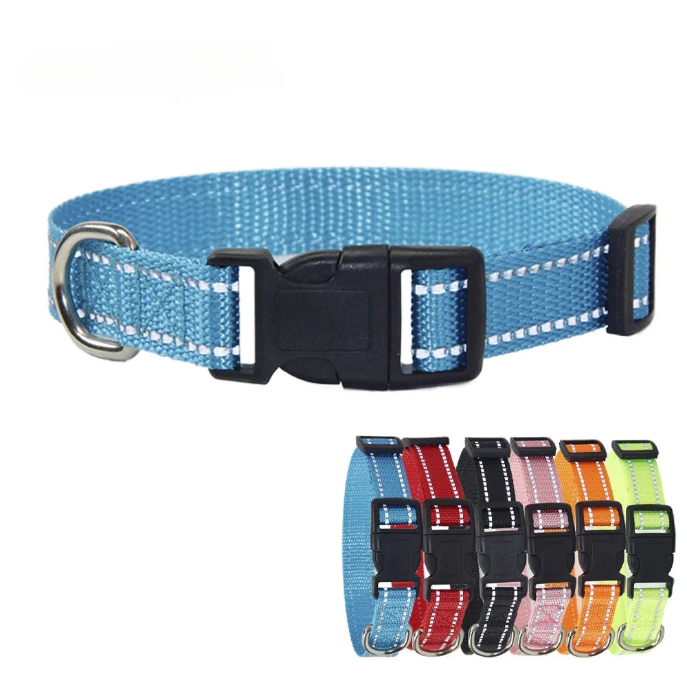 Reflective Nylon Dog Collar and Leash Set for Walks