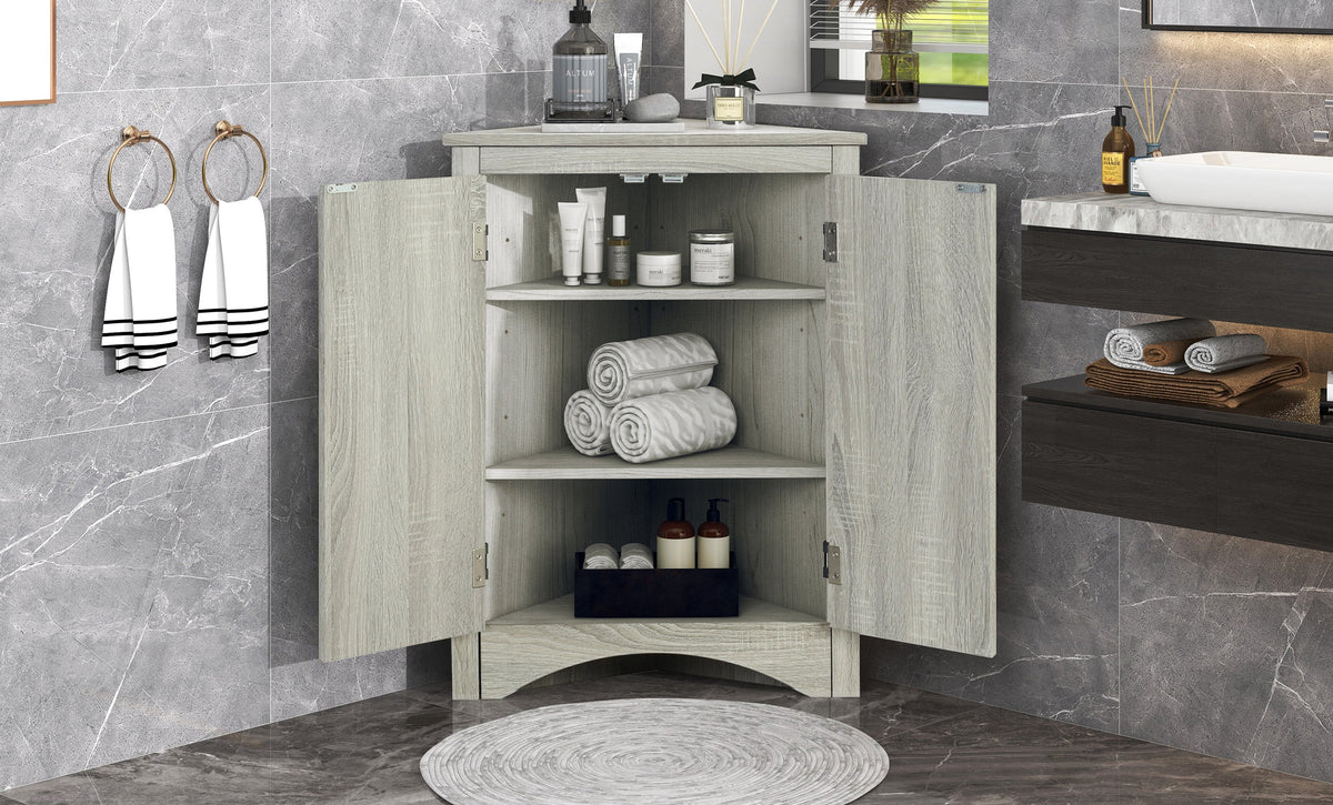 Triangle Bathroom Storage Cabinet with Adjustable Shelves