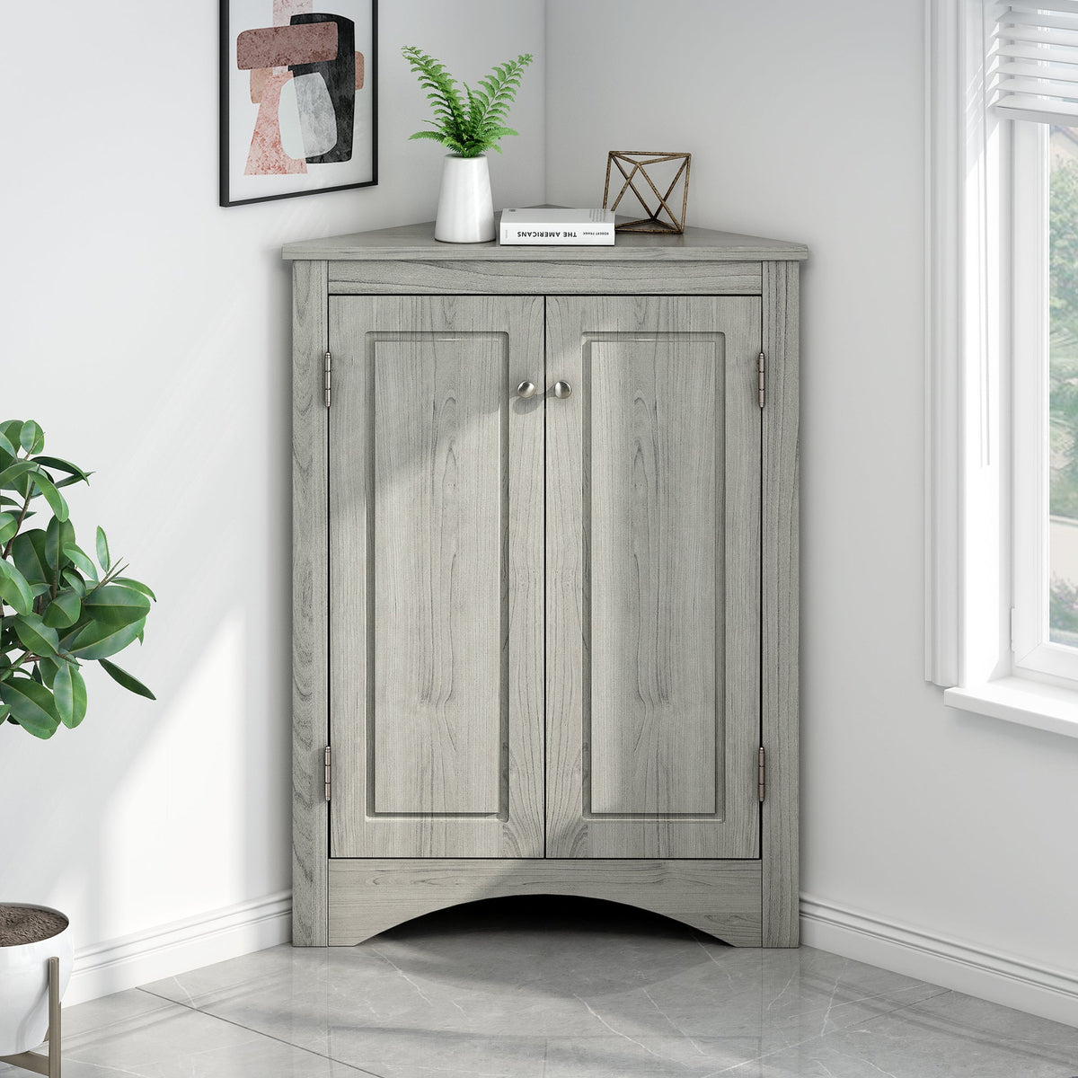 Triangle Bathroom Storage Cabinet with Adjustable Shelves