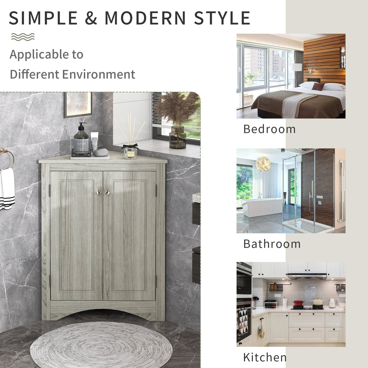 Triangle Bathroom Storage Cabinet with Adjustable Shelves
