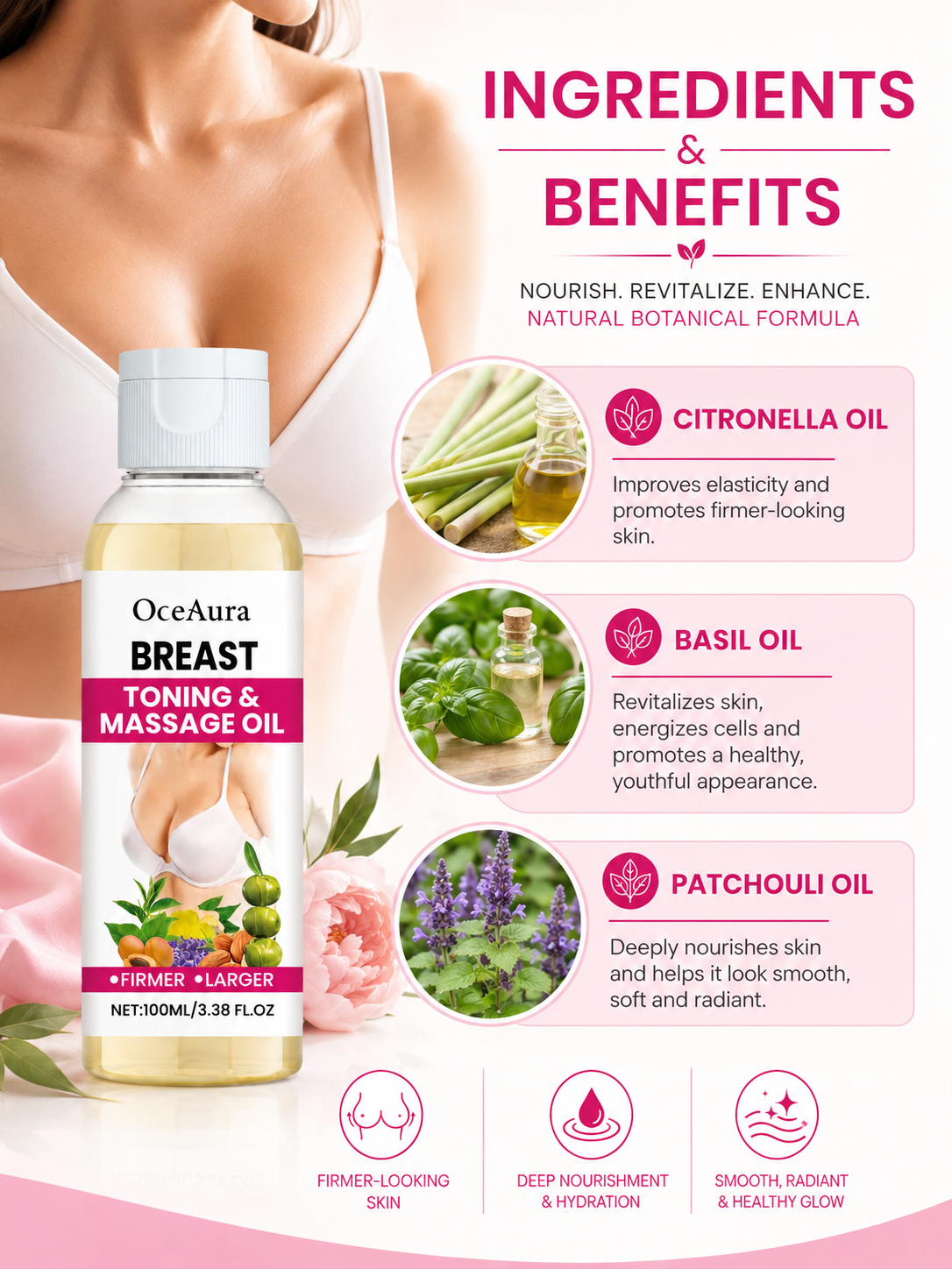 OceAura Breast Firming & Toning Massage Oil | 100ml