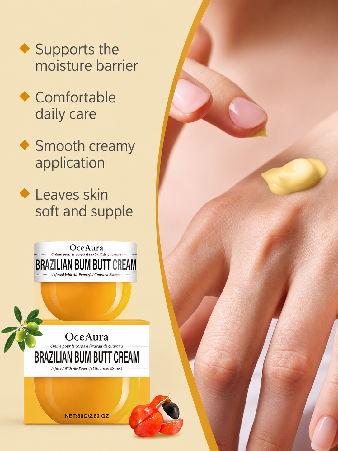 OceAura Guarana Hip Firming Cream | 80g Body Lift
