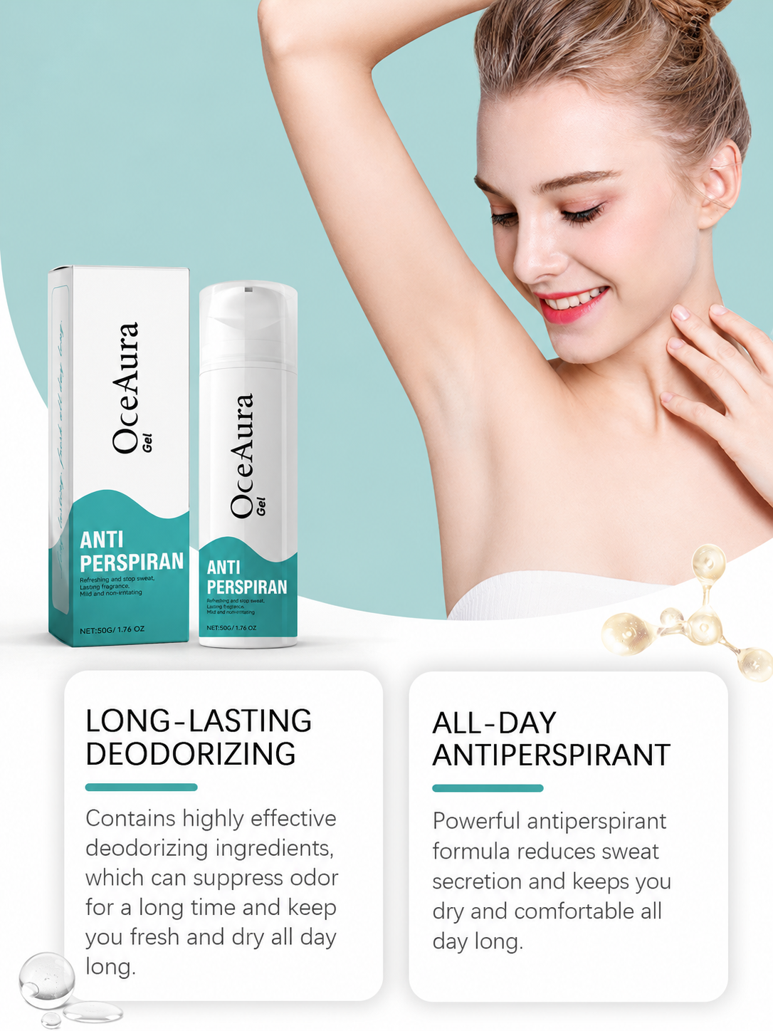 OceAura Antiperspirant Gel — All-Day Fresh Fragrance