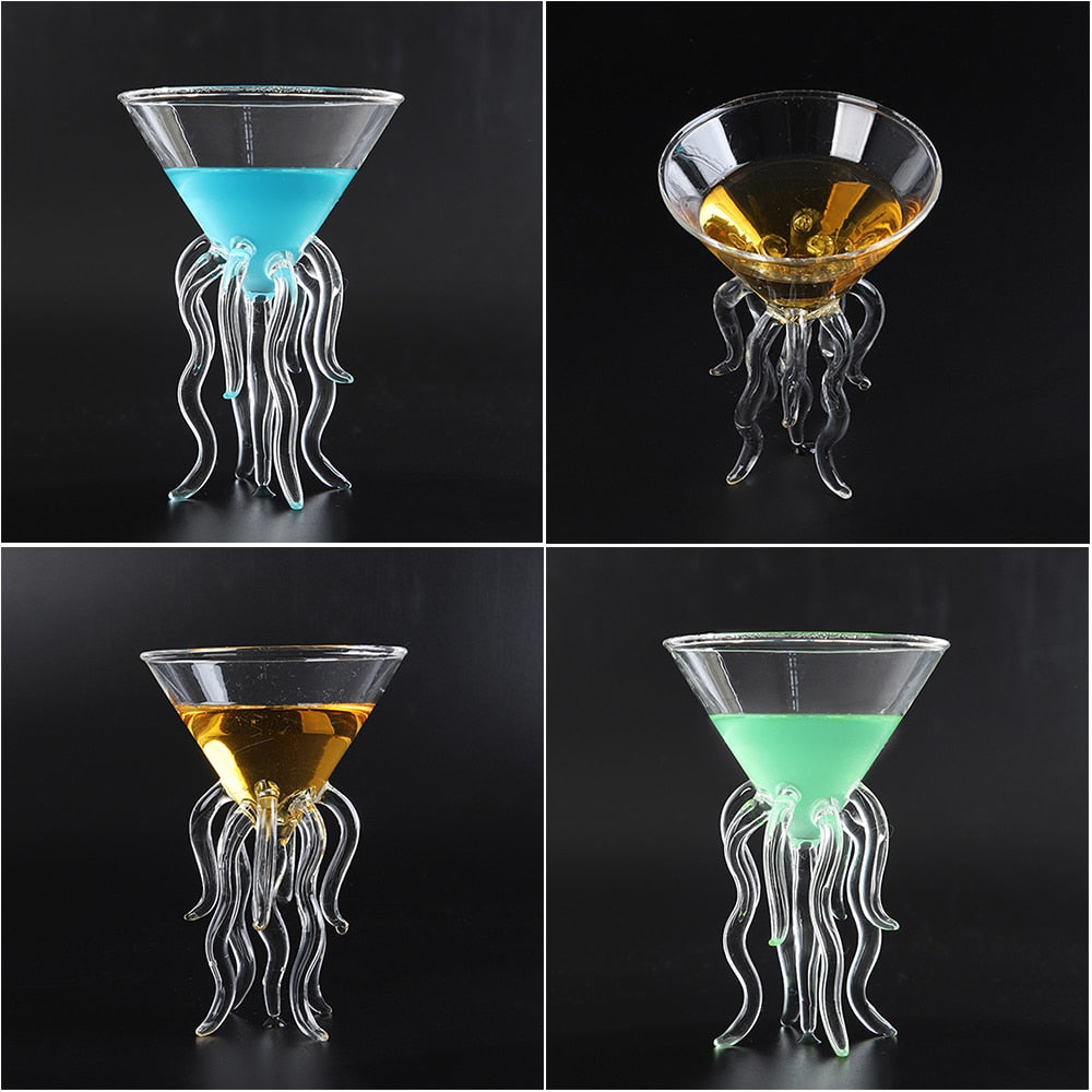 Jellyfish Cocktail Glass with Tentacle Base for Parties