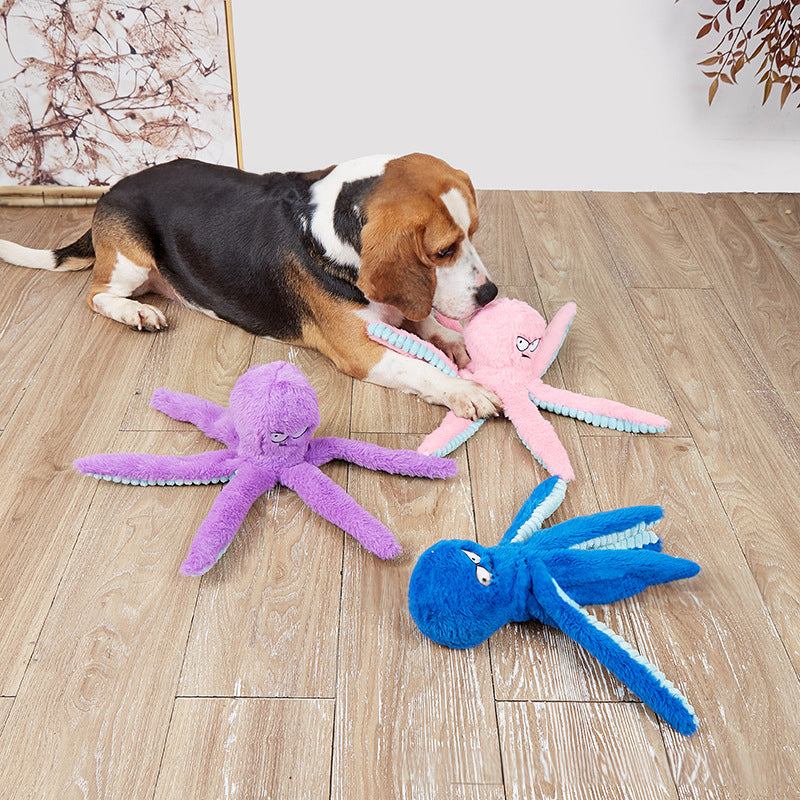 Octopus Plush Dog Toy for Tugging, Chewing & Squeaky Play