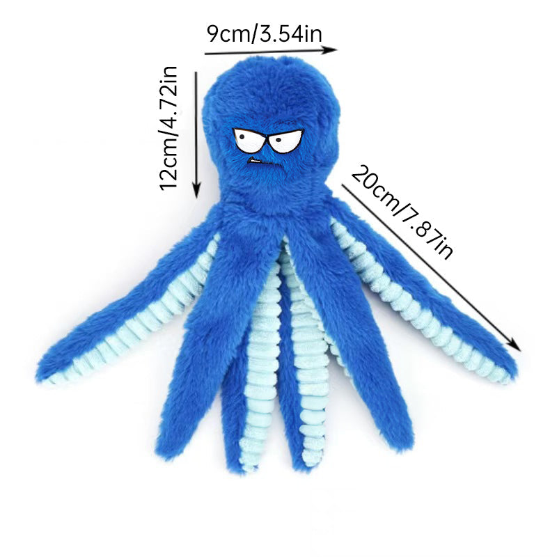 Octopus Plush Dog Toy for Tugging, Chewing & Squeaky Play